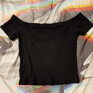 Off Shoulder Black Crop Top